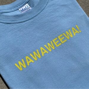 Rare Vtg Borat 2006 Wawawewwa Catchphrase Y2K Movie Promo Blue Tee M&O Size L